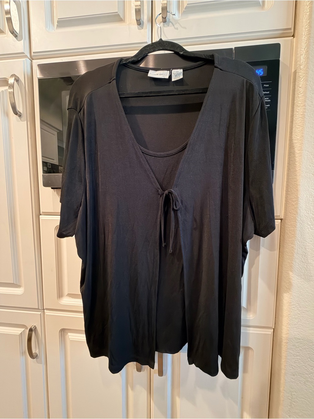 Jaclyn Smith Black Tie-Front Tunic Top